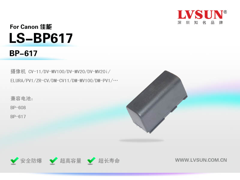 數(shù)碼攝像機(jī)電池LS-BP617適配機(jī)型