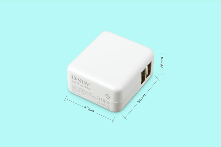 雙USB旅行充電器產(chǎn)品尺寸
